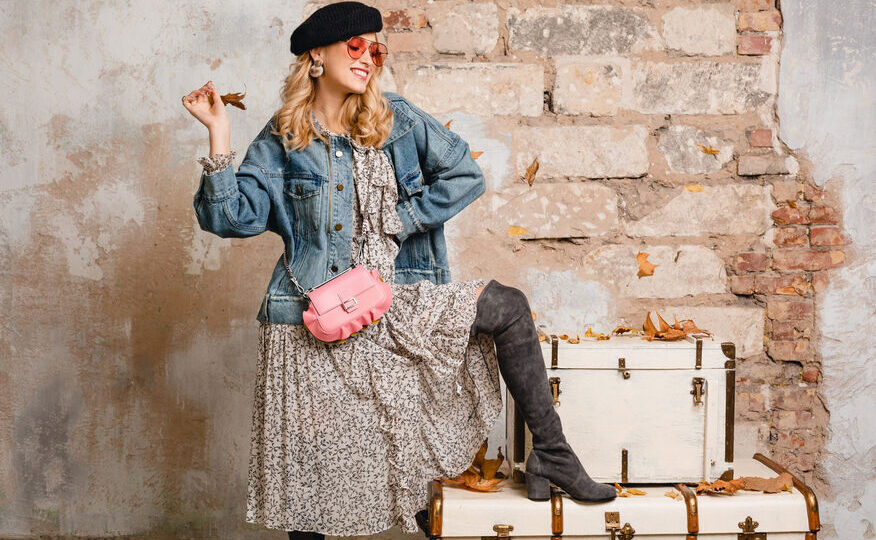 woman wearing elegant vintage style fashion outfit